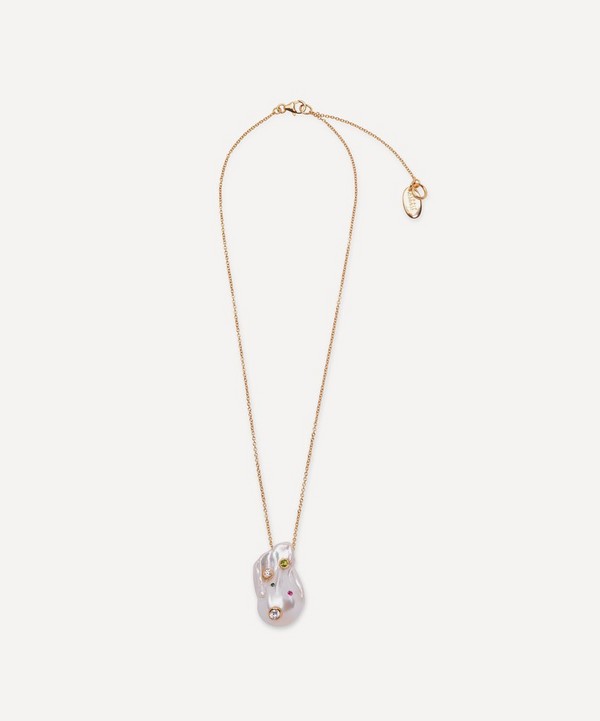 Lizzie Fortunato - Gold-Plated Rainbow Pearl Oasis Pendant Necklace image number null