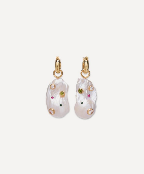 Lizzie Fortunato - Gold-Plated Rainbow Pearl Drop Earrings image number null
