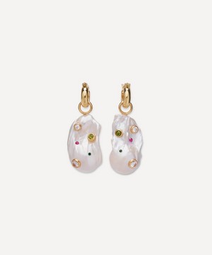 Lizzie Fortunato - Gold-Plated Rainbow Pearl Drop Earrings image number 0