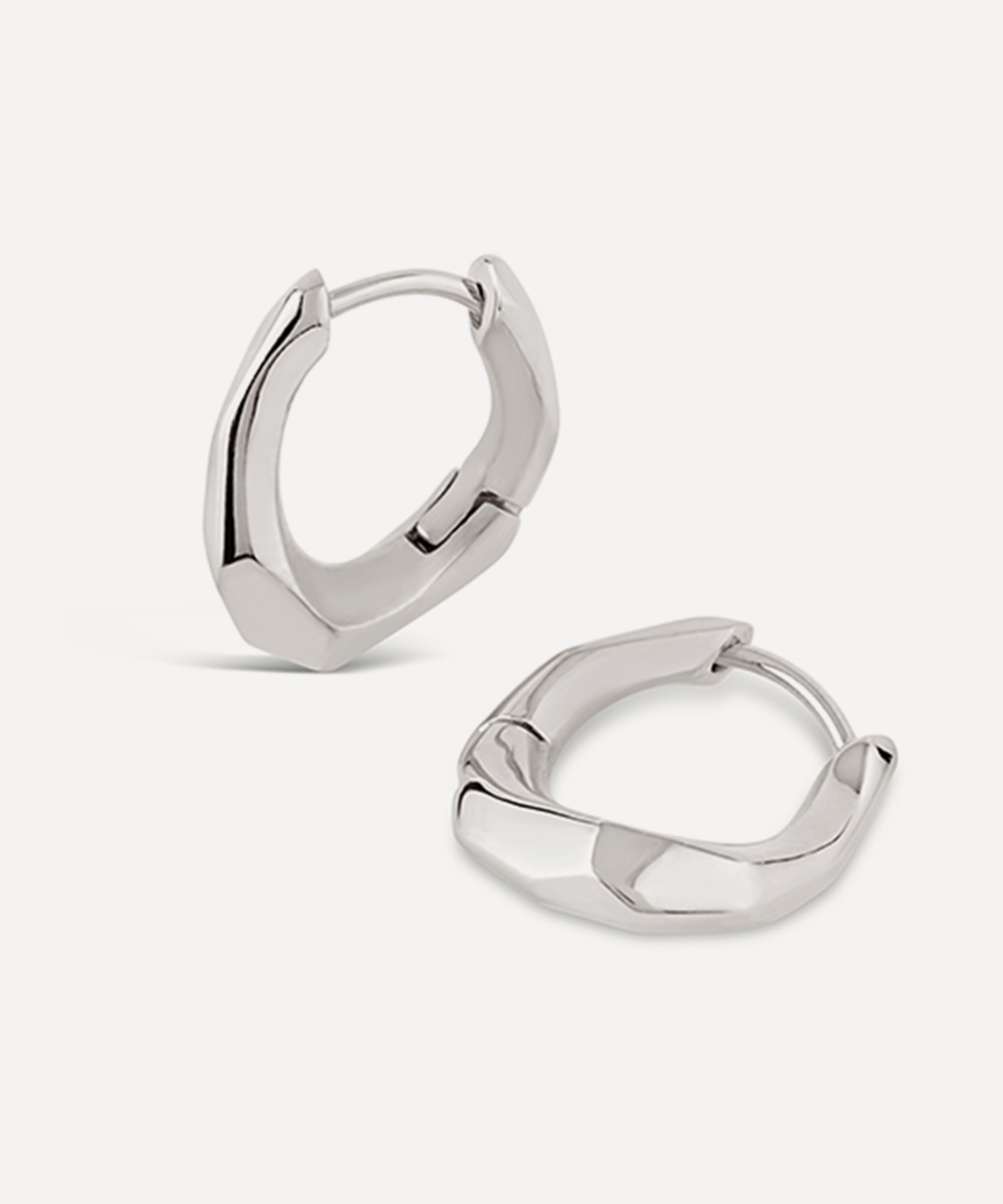 Dinny Hall - Sterling Silver Thalassa Small and Chunky Faceted Huggie Hoop Earrings image number 0