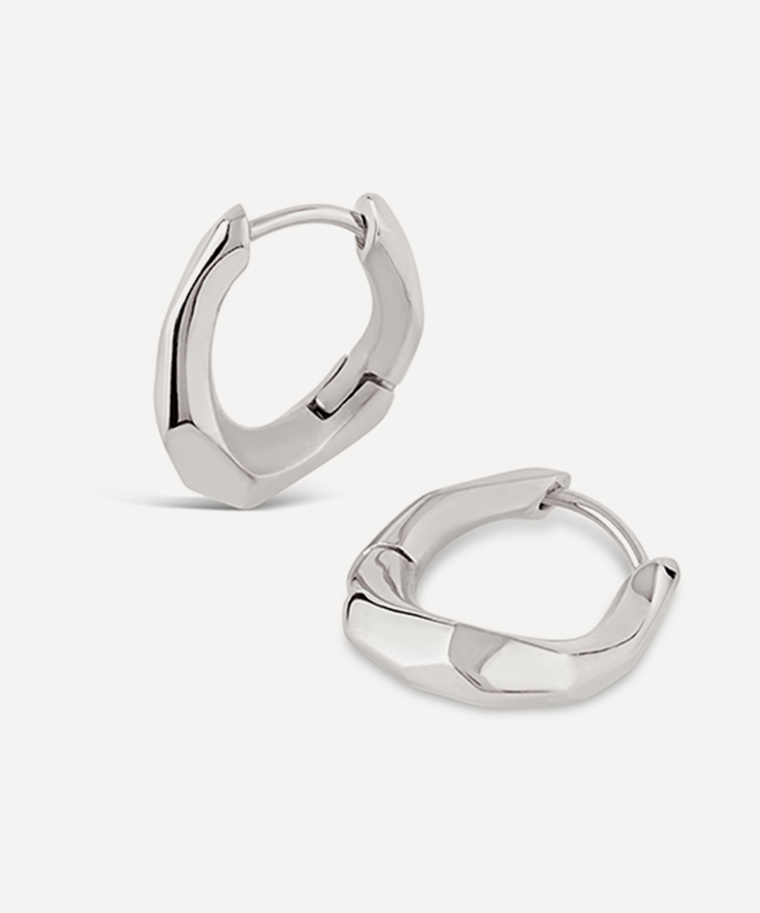 Dinny Hall - Sterling Silver Thalassa Small and Chunky Faceted Huggie Hoop Earrings image number 0