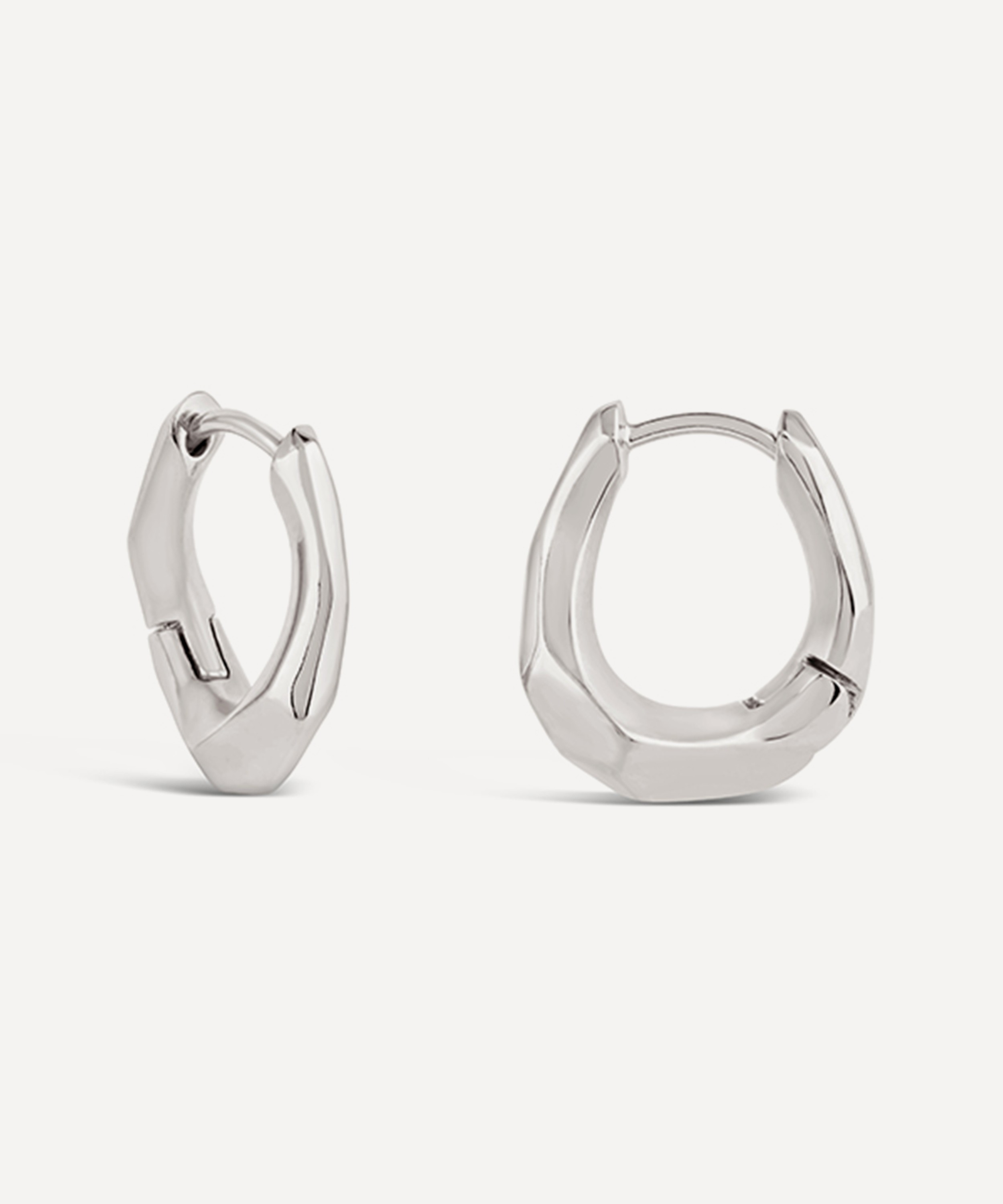 Dinny Hall - Sterling Silver Thalassa Small and Chunky Faceted Huggie Hoop Earrings image number 2