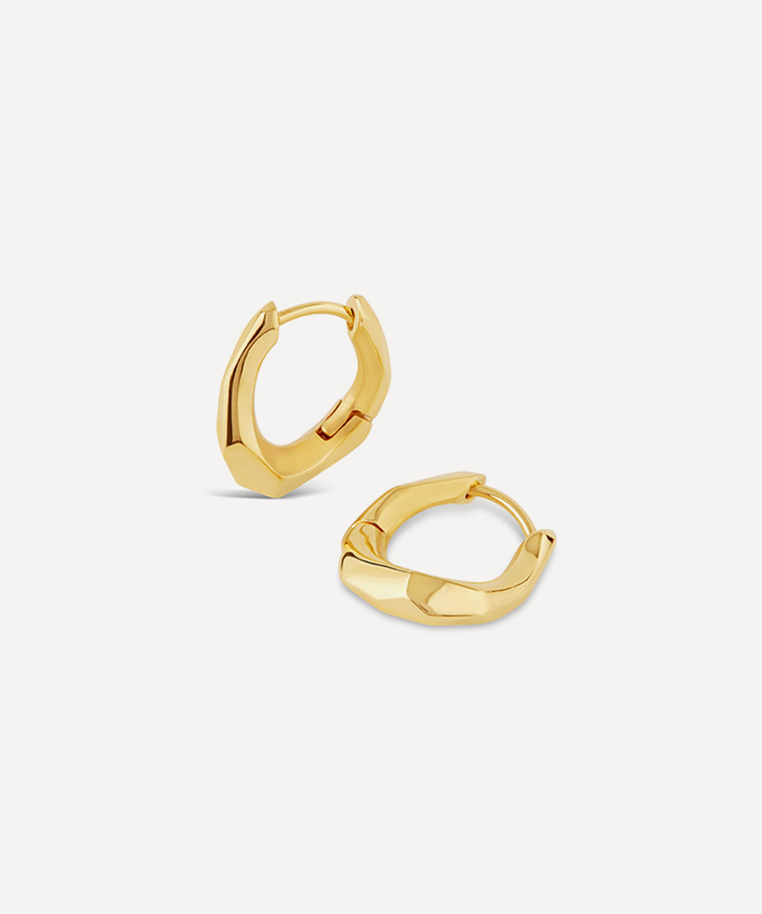 Dinny Hall - 22ct Gold Plated Vermeil Silver Thalassa Small and Chunky Faceted Huggie Hoop Earrings image number 0