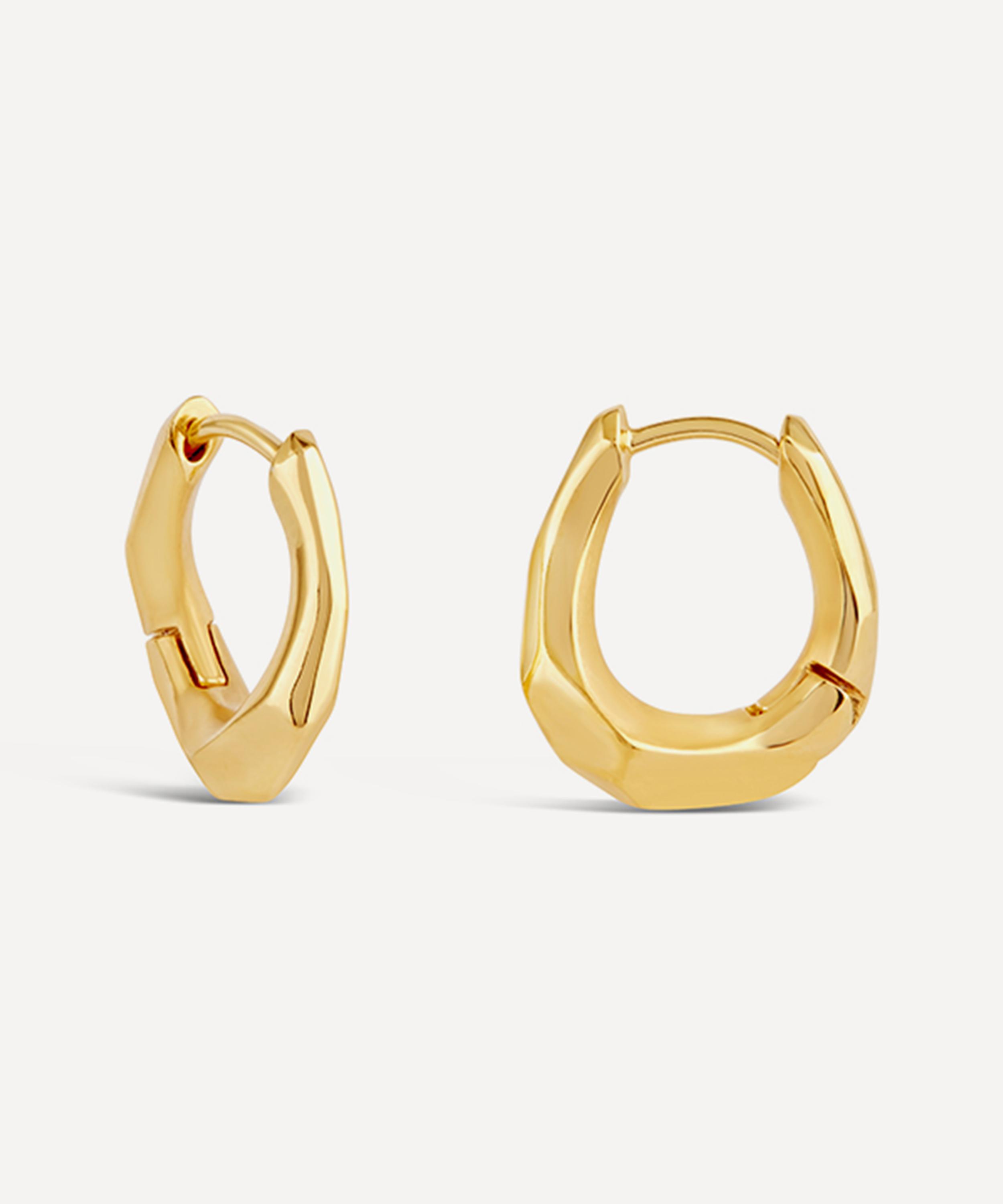 Dinny Hall - 22ct Gold Plated Vermeil Silver Thalassa Small and Chunky Faceted Huggie Hoop Earrings image number 2