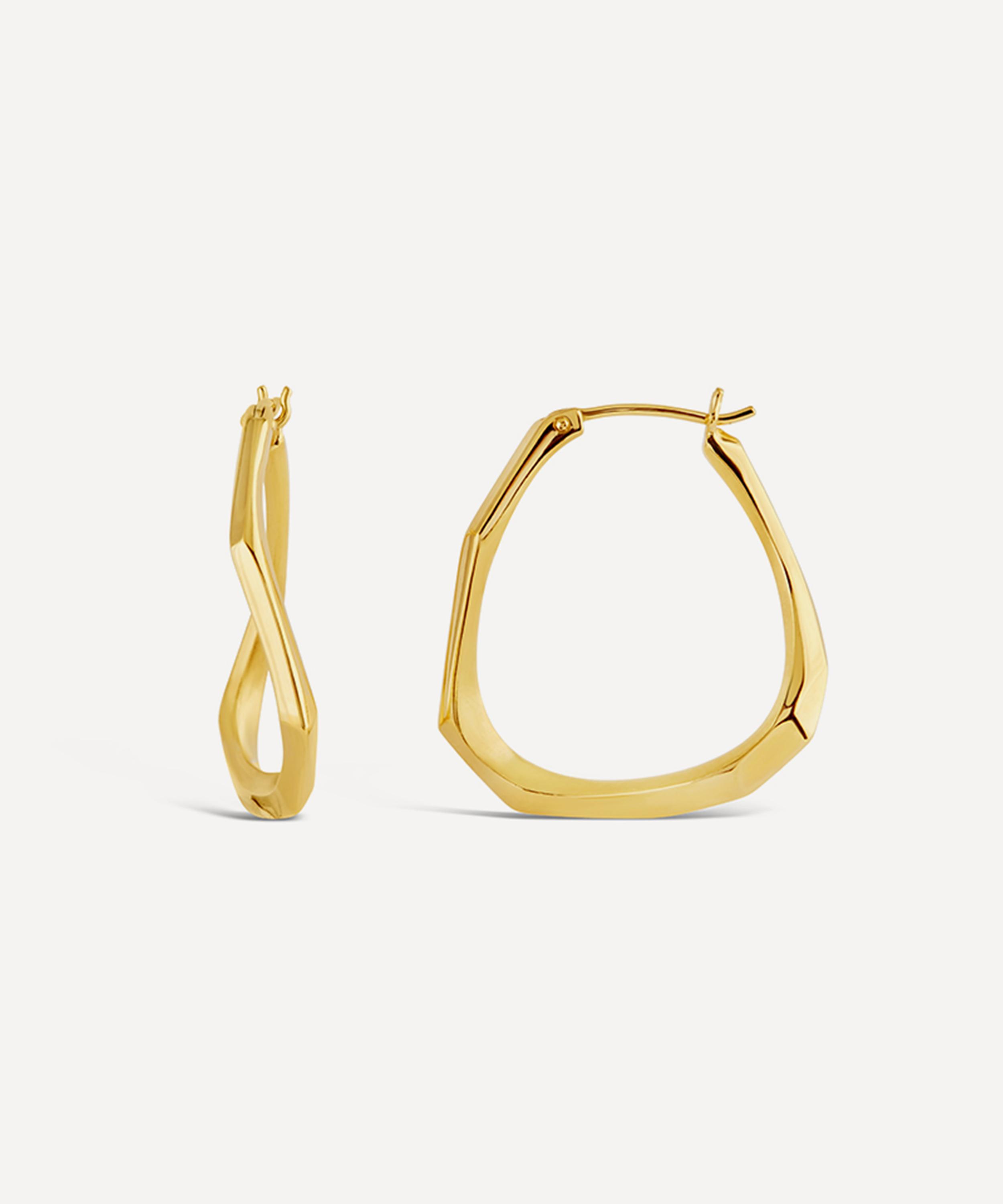 Dinny Hall - 22ct Gold-Plated Vermeil Silver Thalassa Medium Faceted Hoop Earrings image number 2