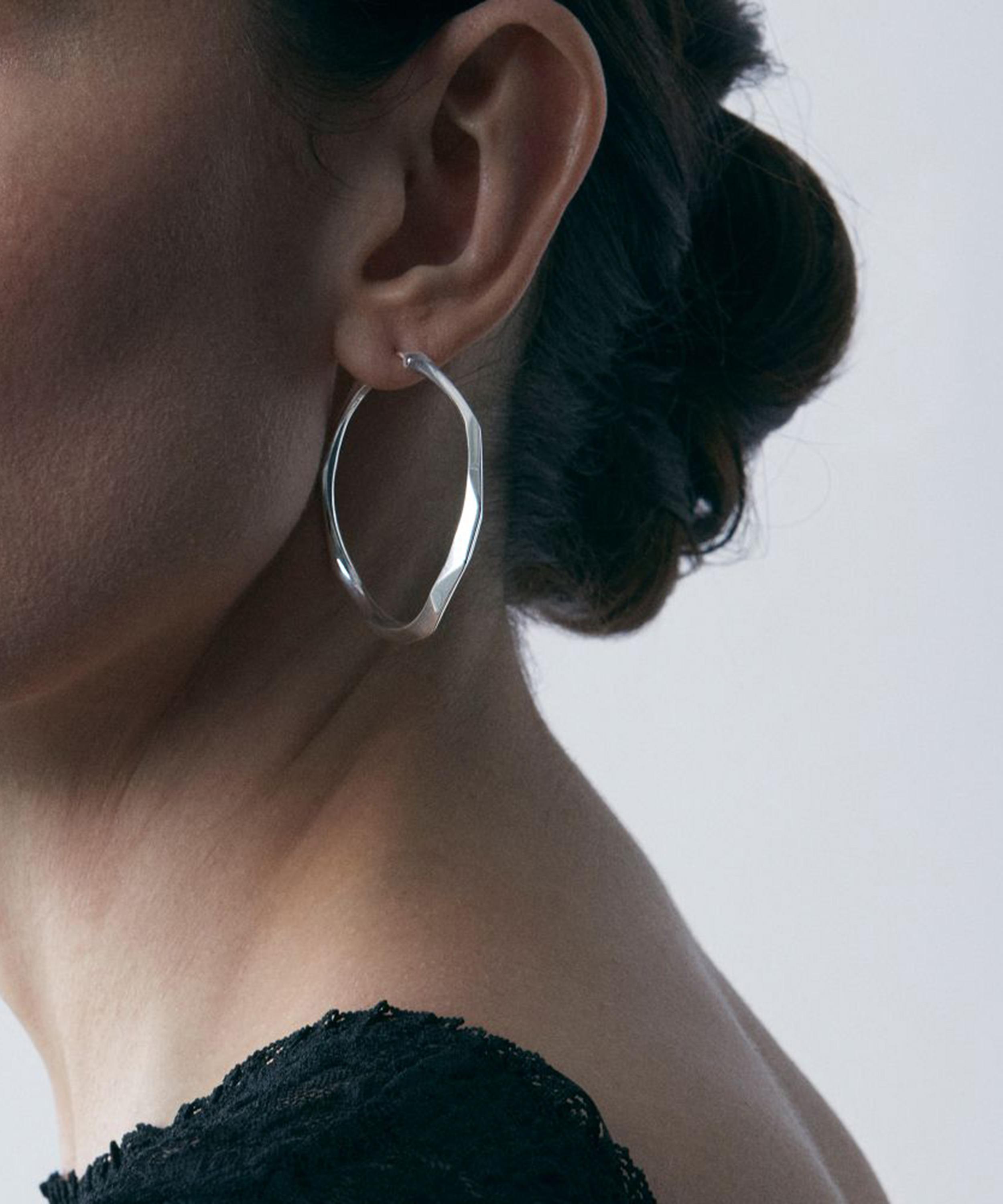 Dinny Hall - Sterling Silver Thalassa Large Faceted Statement Hoop Earrings image number 1