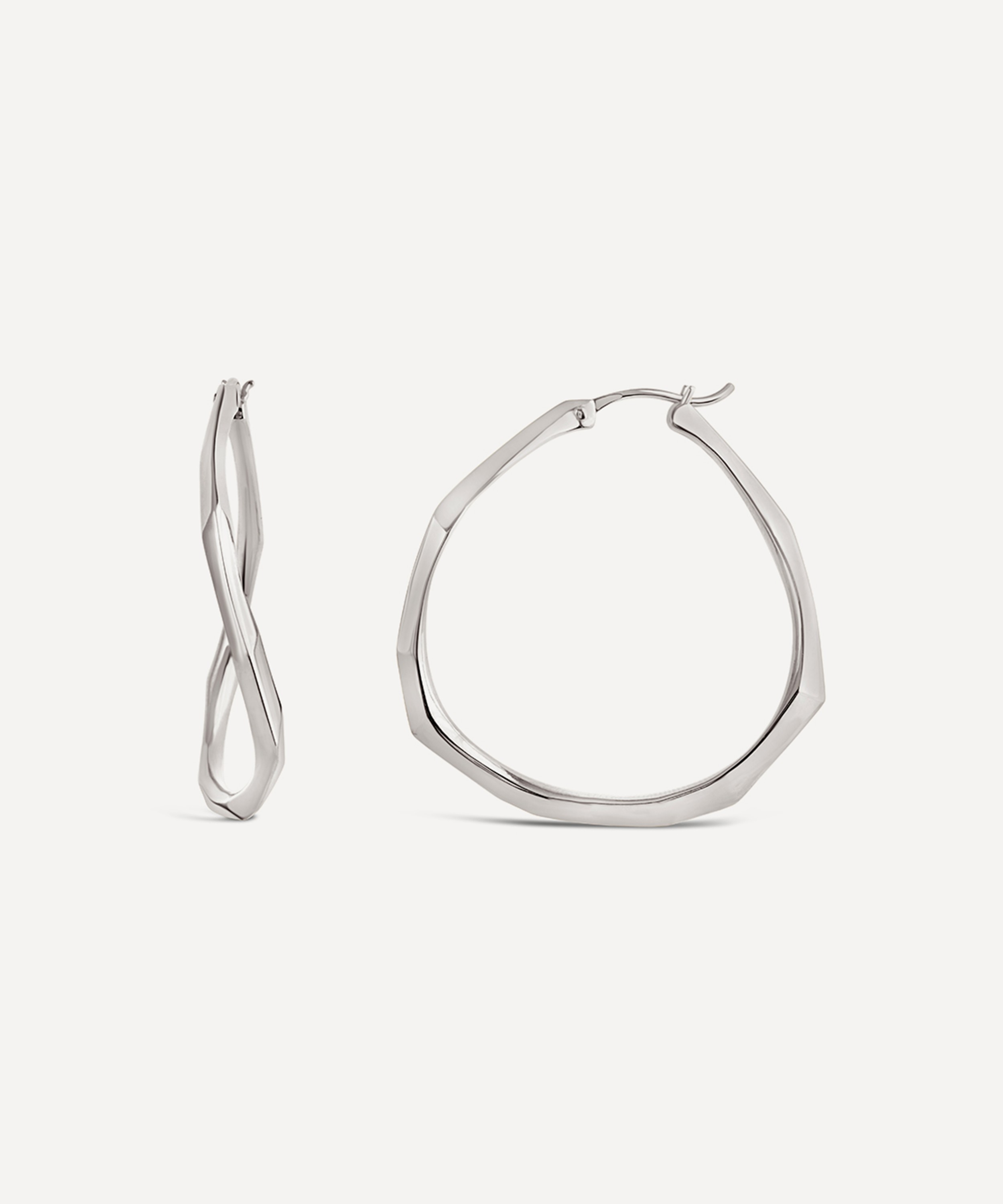 Dinny Hall - Sterling Silver Thalassa Large Faceted Statement Hoop Earrings image number 2