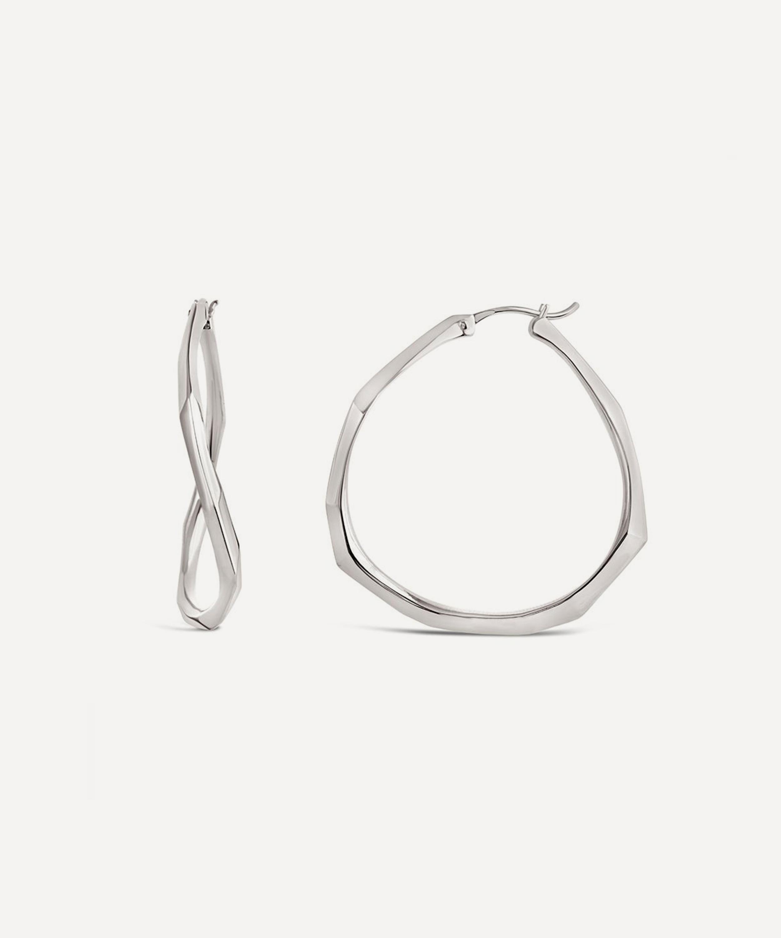 Dinny Hall - Sterling Silver Thalassa Large Faceted Statement Hoop Earrings image number 2