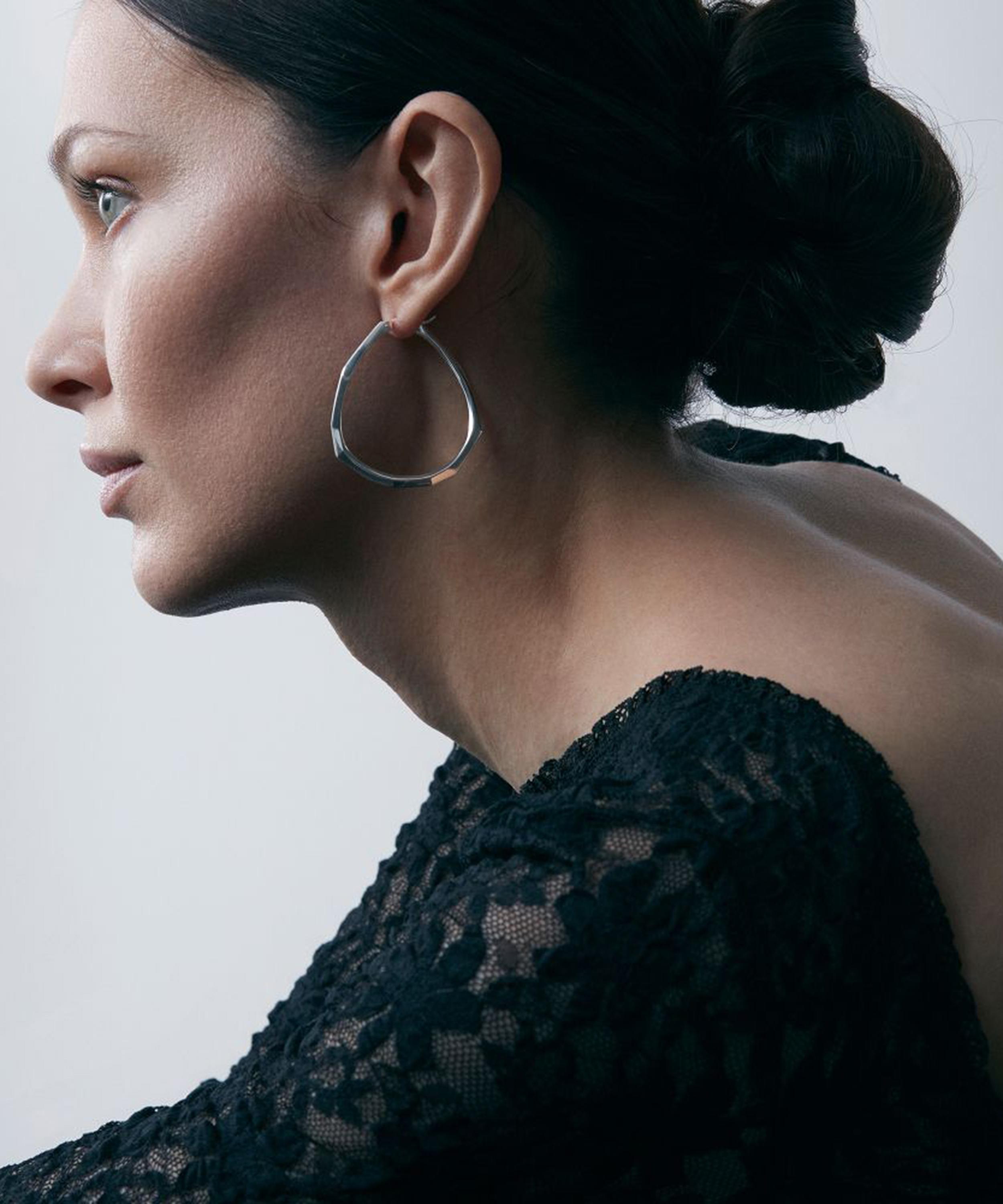 Dinny Hall - Sterling Silver Thalassa Large Faceted Statement Hoop Earrings image number 3