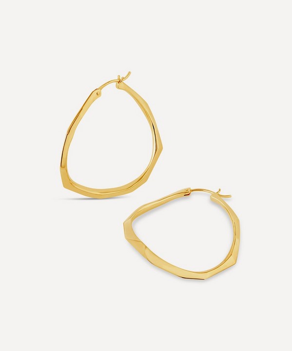 Dinny Hall - 22ct Gold-Plated Vermeil Silver Thalassa Large Faceted Statement Hoop Earrings image number null