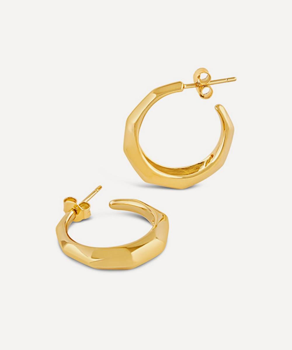 Dinny Hall - 22ct Gold-Plated Vermeil Silver Thalassa Tapering Faceted Chunky Hoop Earrings