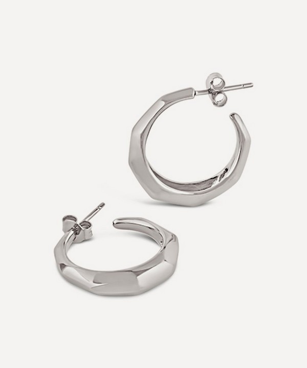 Dinny Hall - Sterling Silver Thalassa Tapering Faceted Chunky Hoop Earrings