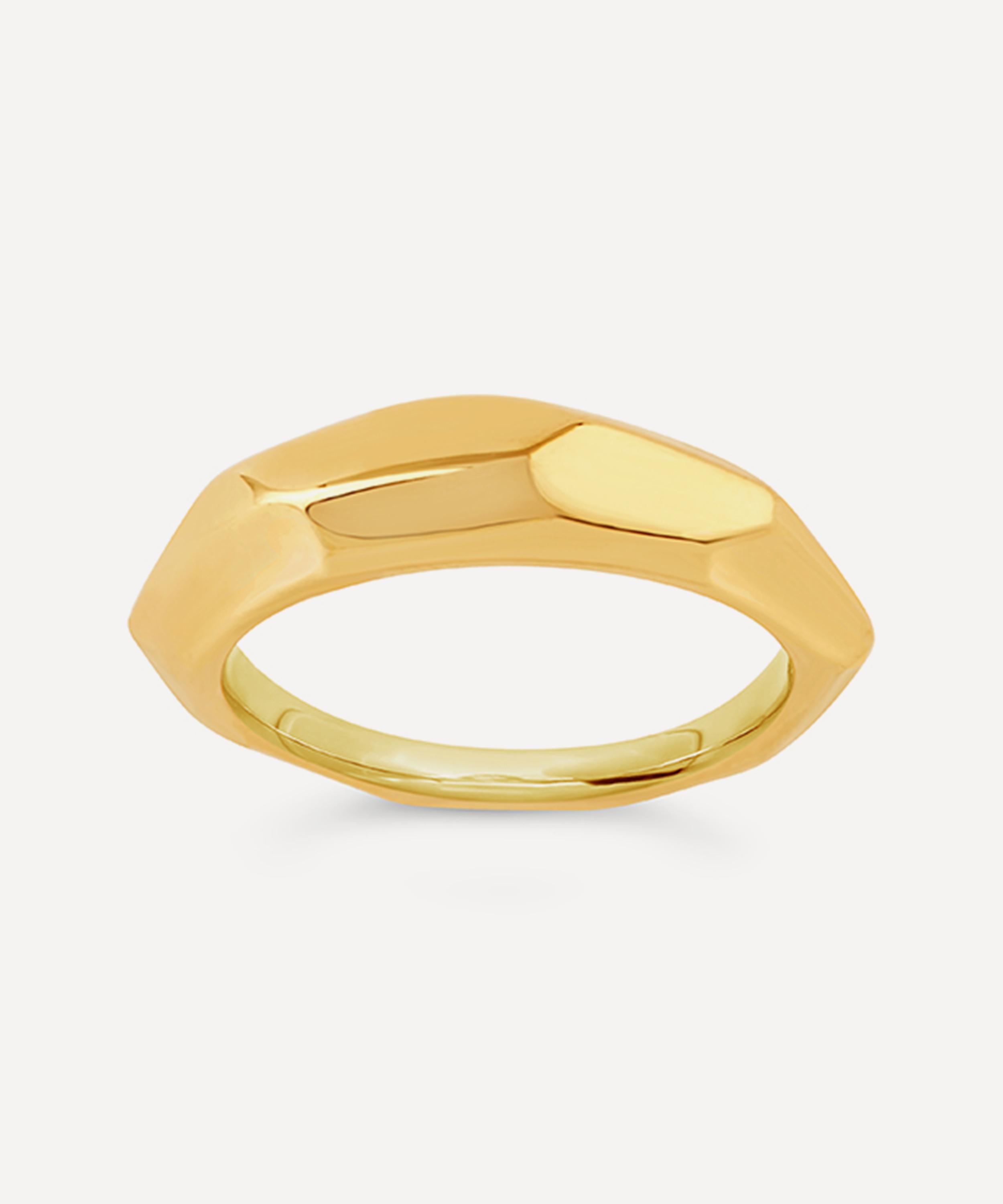 Dinny Hall - 22ct Gold-Plated Vermeil Silver Thalassa Faceted Wide Tapering Ring image number 0