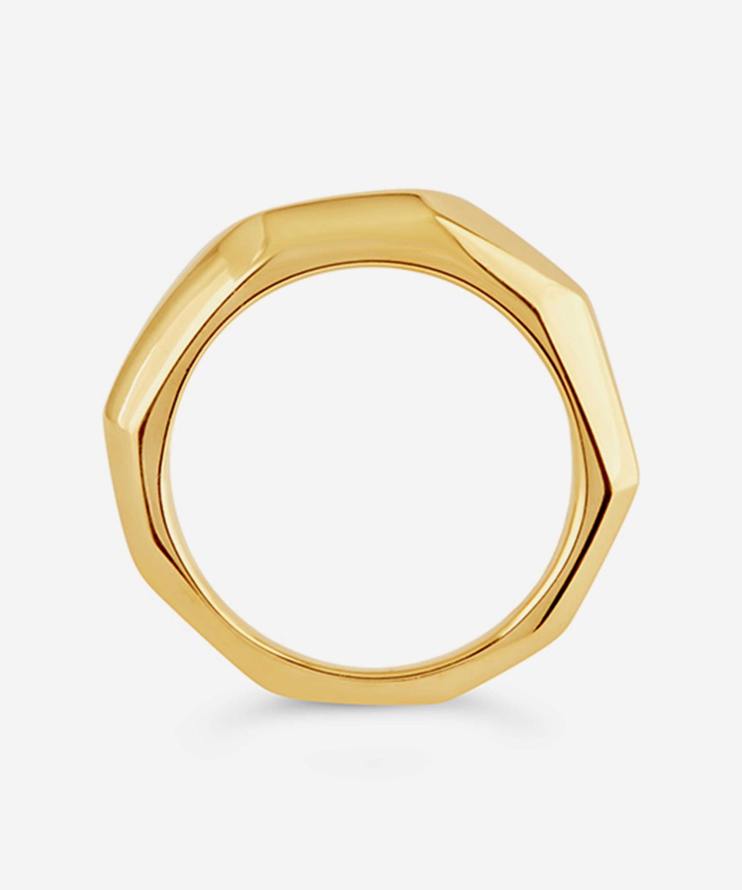 Dinny Hall - 22ct Gold-Plated Vermeil Silver Thalassa Faceted Wide Tapering Ring image number 2