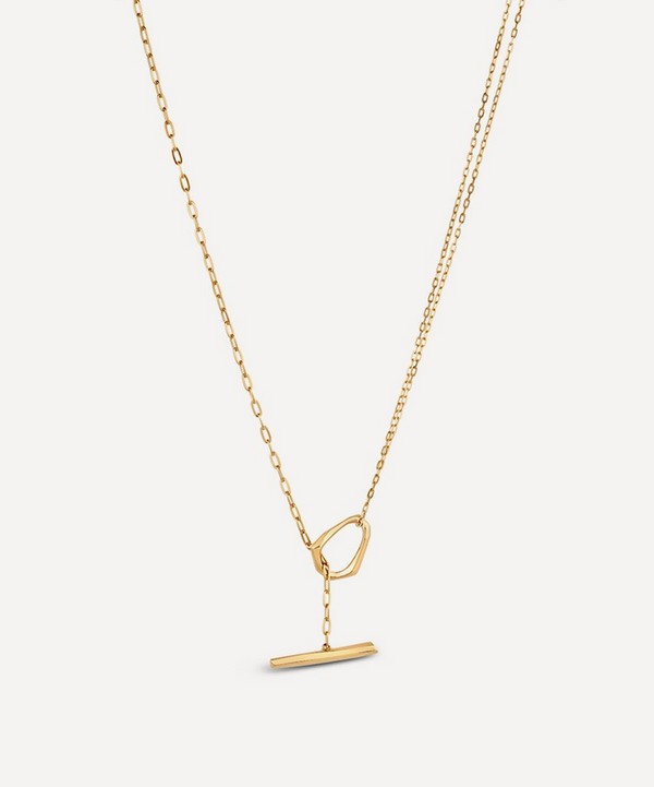 Dinny Hall - 22ct Gold-Plated Vermeil Silver Thalassa Faceted Medium T-Bar Lariat Pendant Necklace image number null