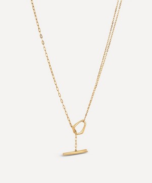 Dinny Hall - 22ct Gold-Plated Vermeil Silver Thalassa Faceted Medium T-Bar Lariat Pendant Necklace image number 0
