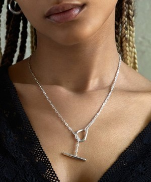 Dinny Hall - Sterling Silver Thalassa Faceted Medium T-Bar Lariat Pendant Necklace image number 1