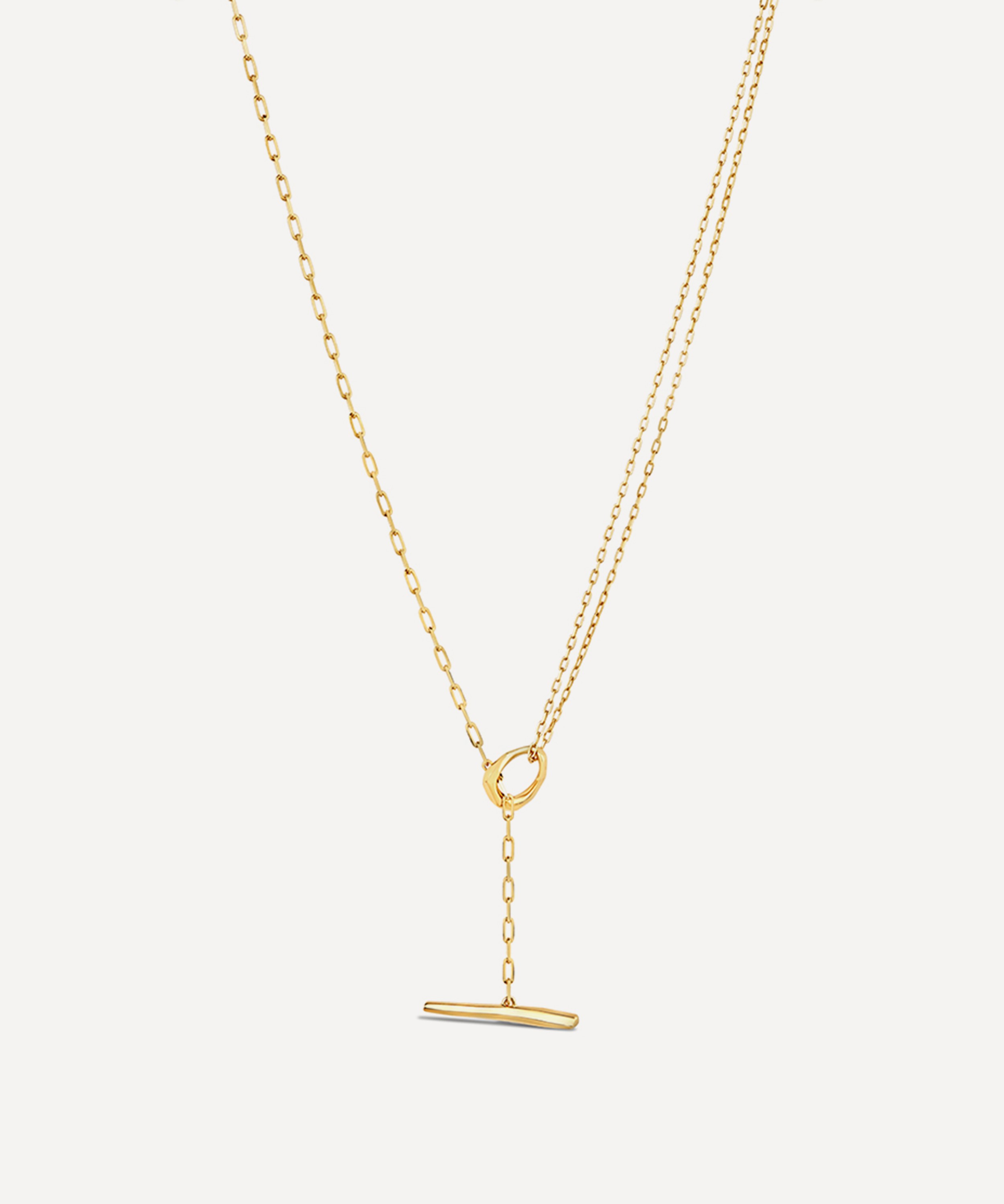 Dinny Hall - 22ct Gold-Plated Vermeil Silver Thalassa Faceted Small T-Bar Lariat Pendant Necklace image number 0