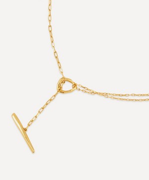Dinny Hall - 22ct Gold-Plated Vermeil Silver Thalassa Faceted Small T-Bar Lariat Pendant Necklace image number 1