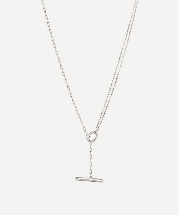 Dinny Hall - Sterling Silver Thalassa Faceted Small T-Bar Lariat Pendant Necklace image number null