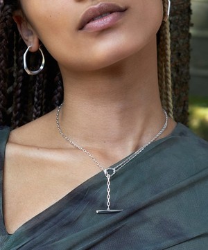Dinny Hall - Sterling Silver Thalassa Faceted Small T-Bar Lariat Pendant Necklace image number 1
