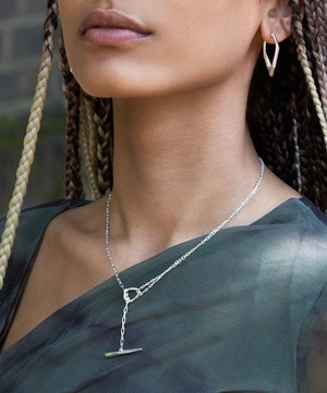 Dinny Hall - Sterling Silver Thalassa Faceted Small T-Bar Lariat Pendant Necklace image number 3