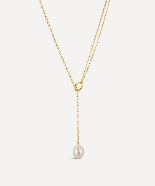 Dinny Hall - 22ct Gold-Plated Vermeil Silver Thalassa Faceted Lariat Freshwater Pearl Necklace image number null