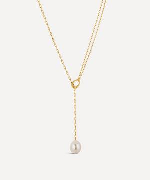 22ct Gold-Plated Vermeil Silver Thalassa Faceted Lariat Freshwater Pearl Necklace