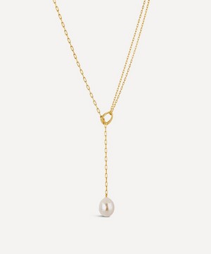 Dinny Hall - 22ct Gold-Plated Vermeil Silver Thalassa Faceted Lariat Freshwater Pearl Necklace image number 0