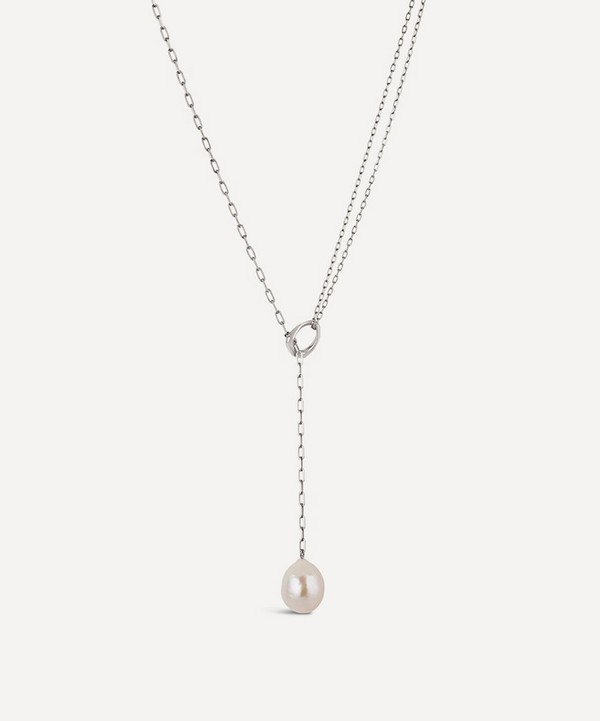 Dinny Hall - Sterling Silver Thalassa Faceted Lariat Freshwater Pearl Necklace image number null