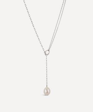 Sterling Silver Thalassa Faceted Lariat Freshwater Pearl Necklace