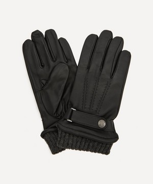 Henley Touchscreen Leather Knitted Cuff Gloves
