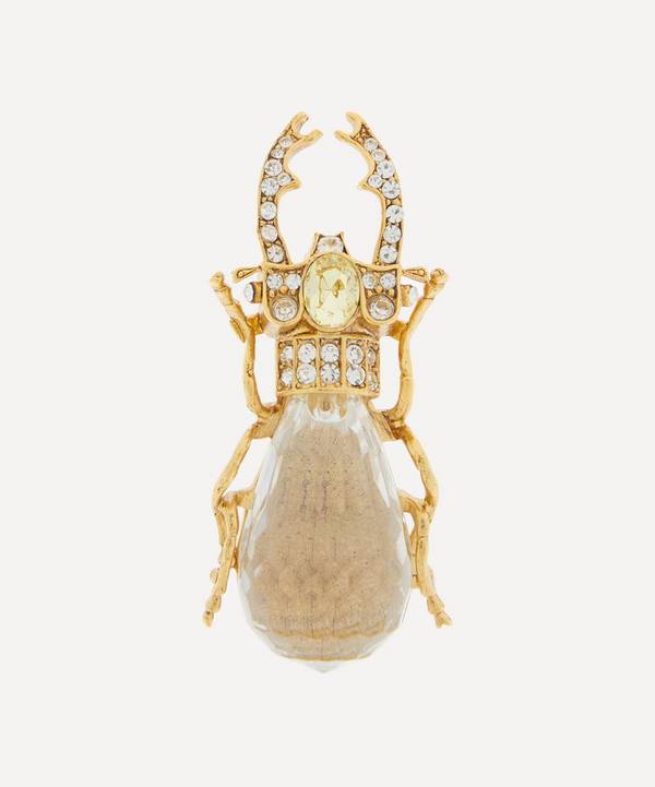 Kenneth Jay Lane - 22ct Gold-Plated Crystal Scarab Beetle Brooch