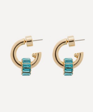 Kenneth Jay Lane - 14ct Gold-Plated Emerald Baguette Ring Hoop Earrings image number 1