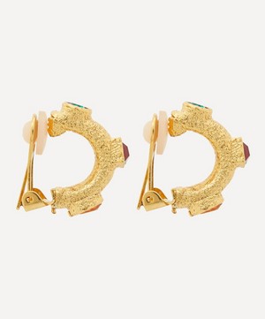 Kenneth Jay Lane - 22ct Gold-Plated Multicoloured Gemstone Clip On Hoop Earrings image number 1