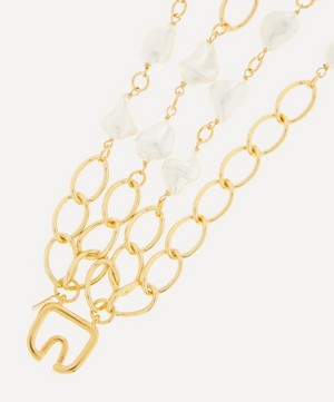 Kenneth Jay Lane - 20ct Gold-Plated Four Row Nugget Pearl Stations Chain Necklace image number 1