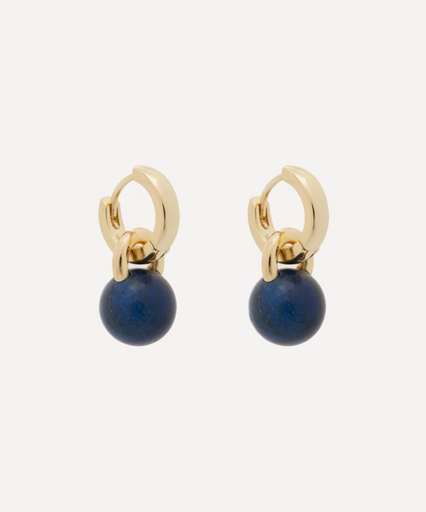 Kenneth Jay Lane - 14ct Gold-Plated Huggie Lapis Ball Drop Earrings image number null