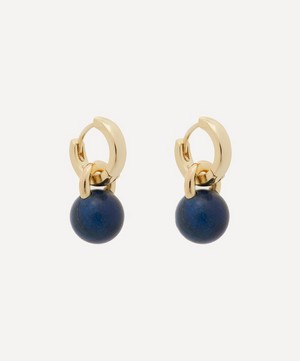 Kenneth Jay Lane - 14ct Gold-Plated Huggie Lapis Ball Drop Earrings image number 0