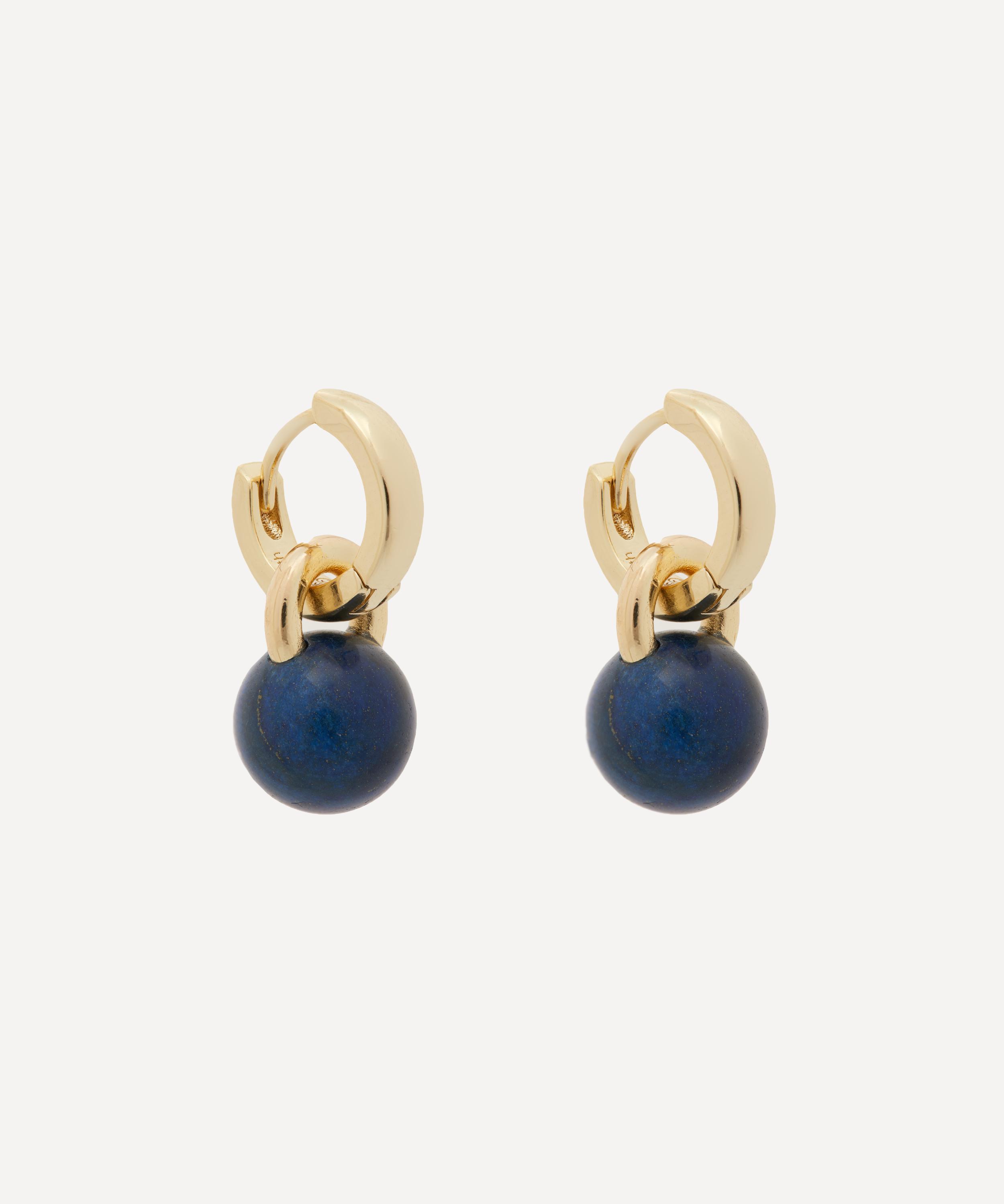 Kenneth Jay Lane - 14ct Gold-Plated Huggie Lapis Ball Drop Earrings