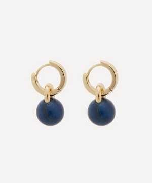 Kenneth Jay Lane - 14ct Gold-Plated Huggie Lapis Ball Drop Earrings image number 1
