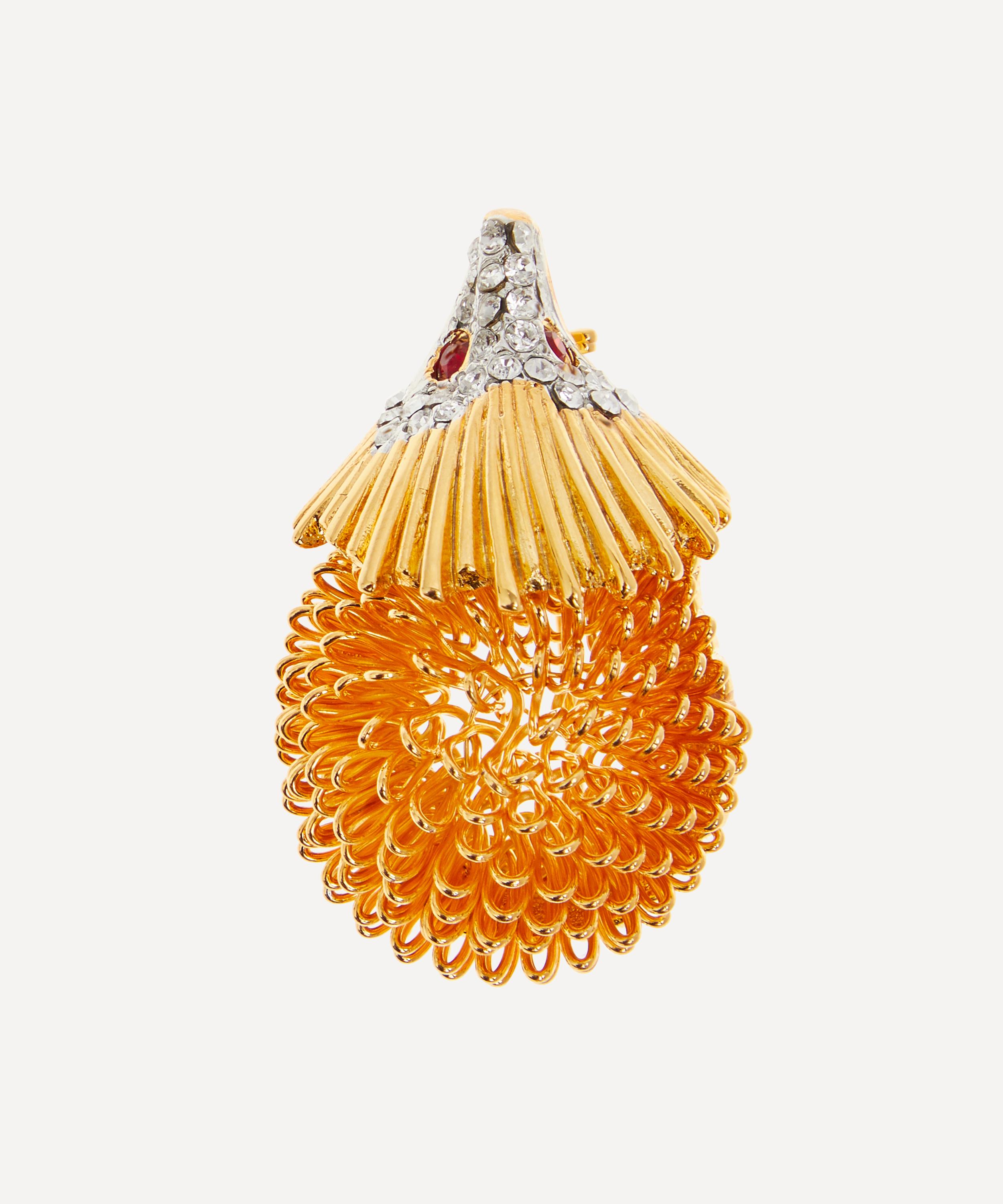 Kenneth Jay Lane - 22ct Gold-Plated Rhinestone and Ruby Hedgehog Brooch image number 0