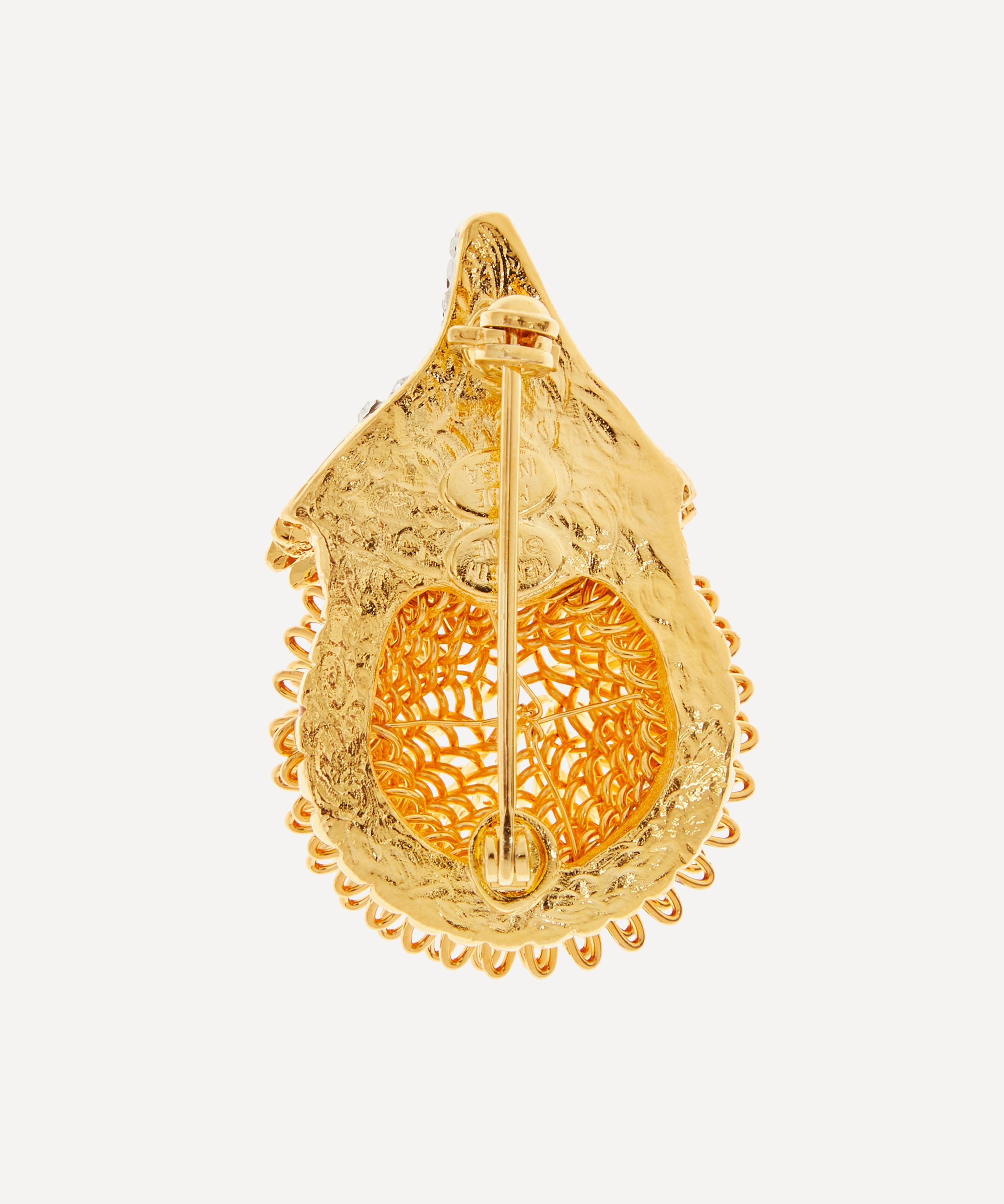 Kenneth Jay Lane - 22ct Gold-Plated Rhinestone and Ruby Hedgehog Brooch image number 1