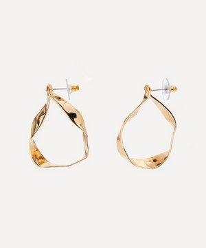 Kenneth Jay Lane - 14ct Gold-Plated Twisted Flat Hoop Earrings image number 1