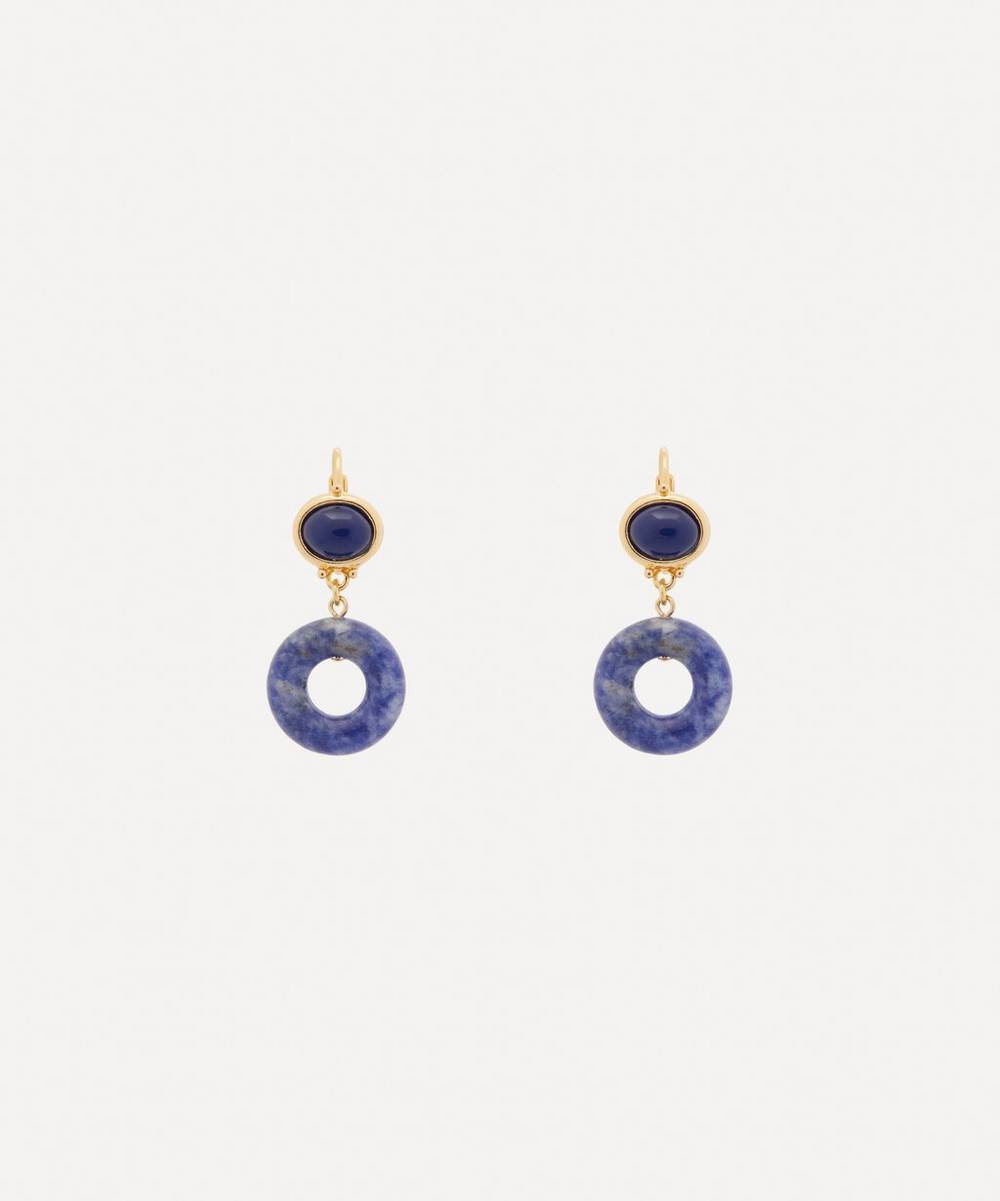 Kenneth Jay Lane - 14ct Gold-Plated Lapis Doughnut Drop Earring
