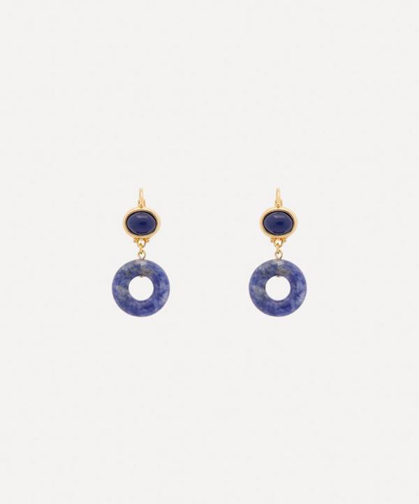 Kenneth Jay Lane - 14ct Gold-Plated Lapis Doughnut Drop Earring image number 0