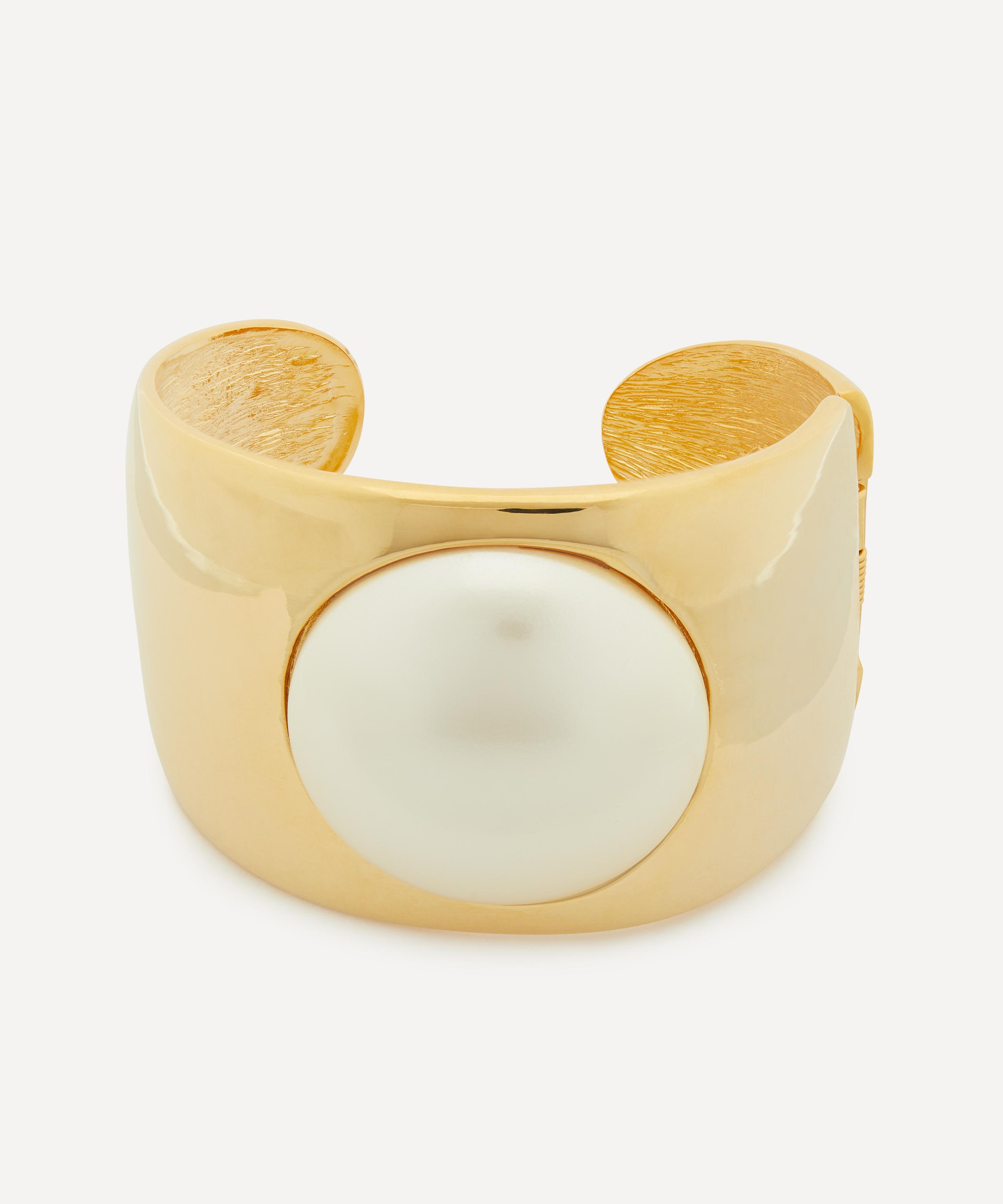 Kenneth Jay Lane - 22ct Gold-Plated Cabochon Pearl Cuff Bracelet image number 0