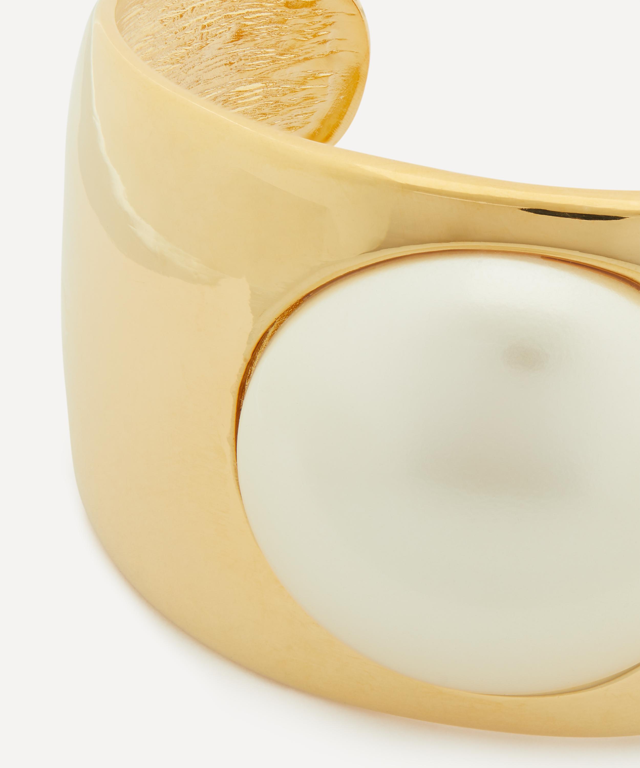 Kenneth Jay Lane - 22ct Gold-Plated Cabochon Pearl Cuff Bracelet image number 2