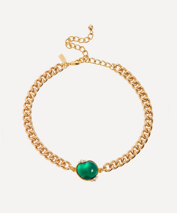 Kenneth Jay Lane - 22ct Gold-Plated Chunky Emerald Choker Necklace image number null