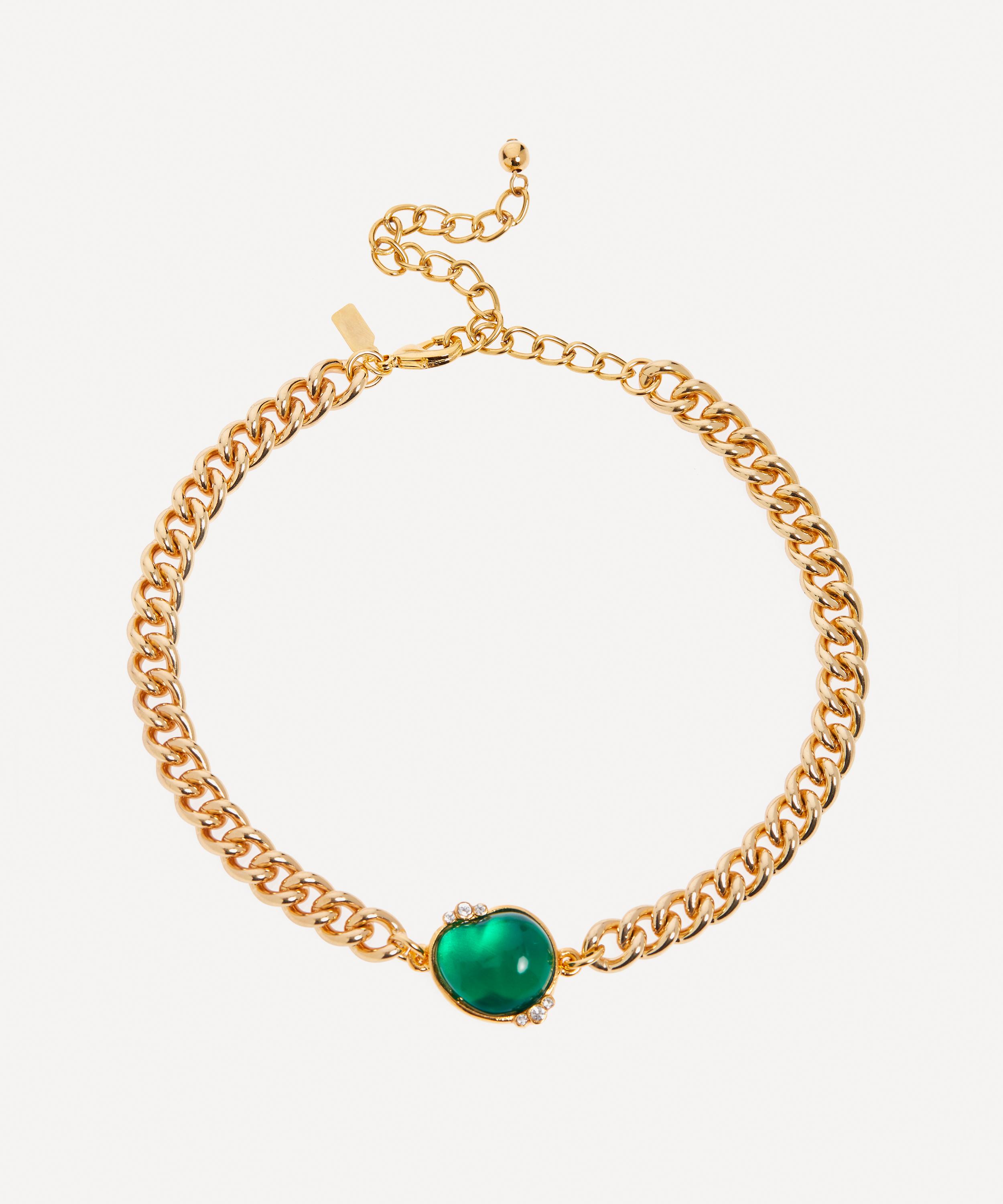 Kenneth Jay Lane - 22ct Gold-Plated Chunky Emerald Choker Necklace image number 0