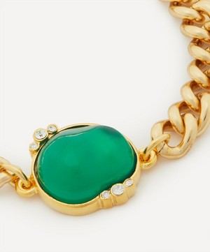 Kenneth Jay Lane - 22ct Gold-Plated Chunky Cabochon Emerald Chain Bracelet image number 2